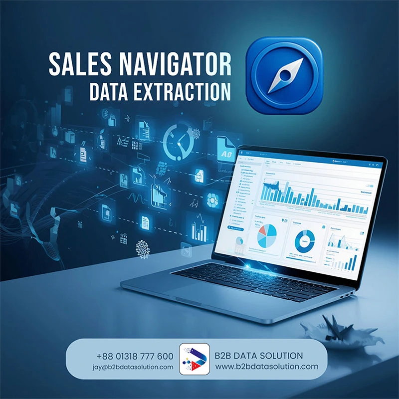 Sales Navigator Data Export Service dashboard showing automated LinkedIn lead extraction and CRM integration